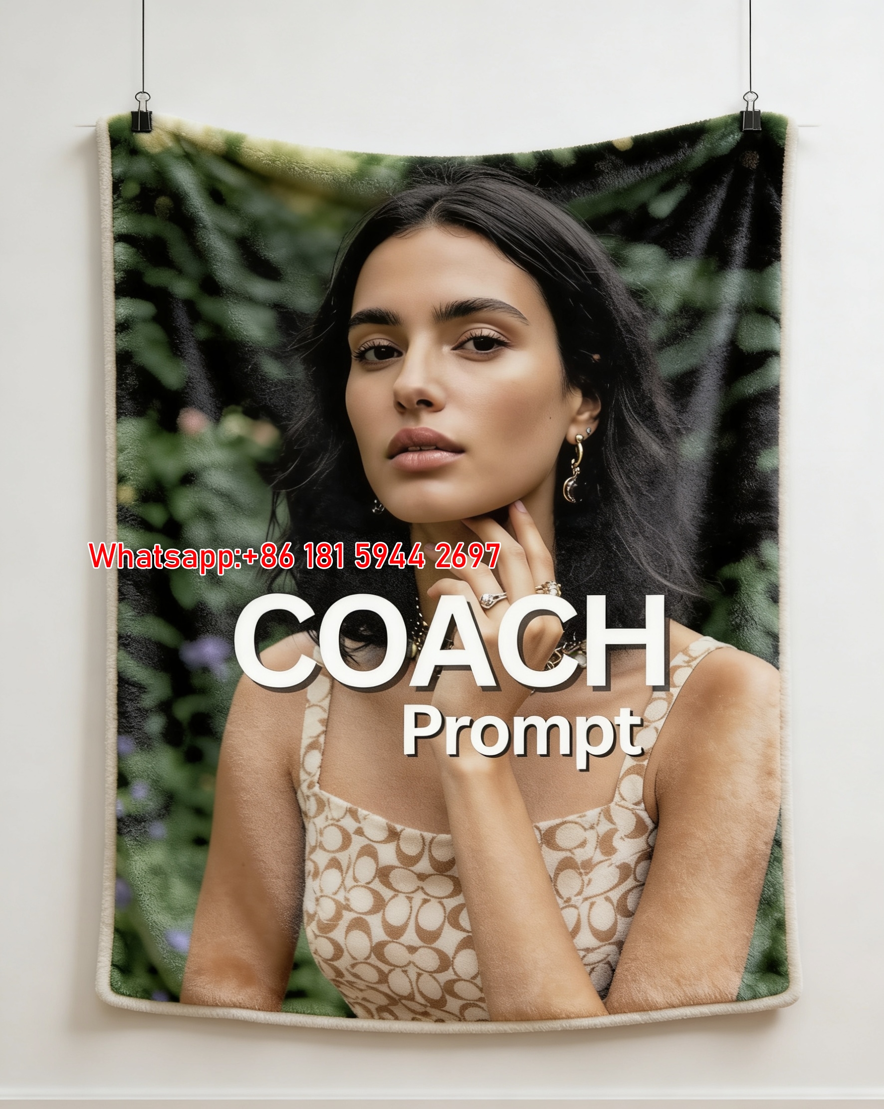 Coach Prompt Signature Print Flannel Throw Blanket for Sofa C169